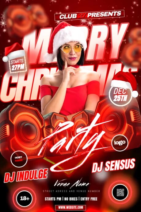 Christmas Party invitation template 海报
