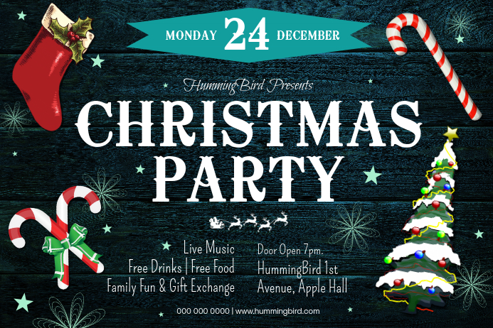 Christmas Party Landscape Poster Plakat template