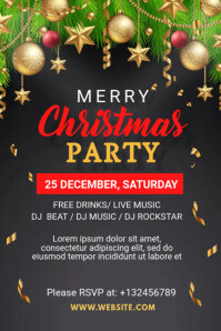 黑色 Christmas Party Poster Template