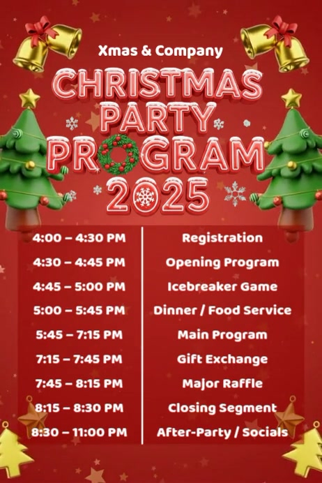 Christmas Programme Example Christmas Party Program 2025 Template | PosterMyWall
