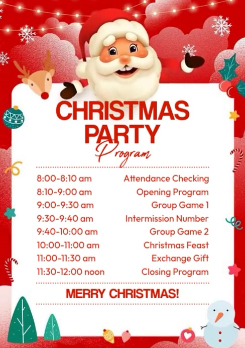 Christmas Party Program A4 Template | PosterMyWall