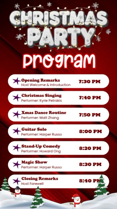 Christmas Party Program List Template | PosterMyWall