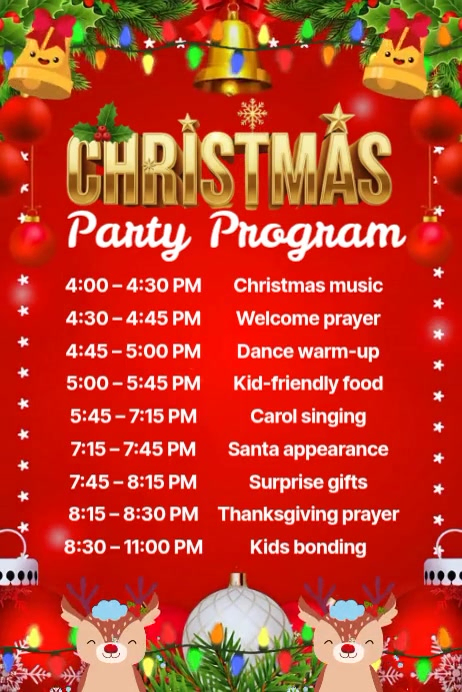 Christmas Party Program Video Template | PosterMyWall