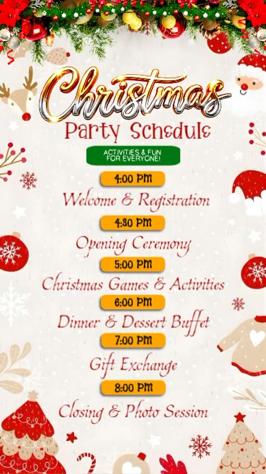 Christmas Party Schedule Program Guide Template | PosterMyWall