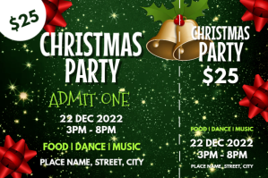 Christmas party ticket Etiket template