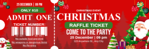 Red Christmas Raffle Event E-mail-overskrift Template
