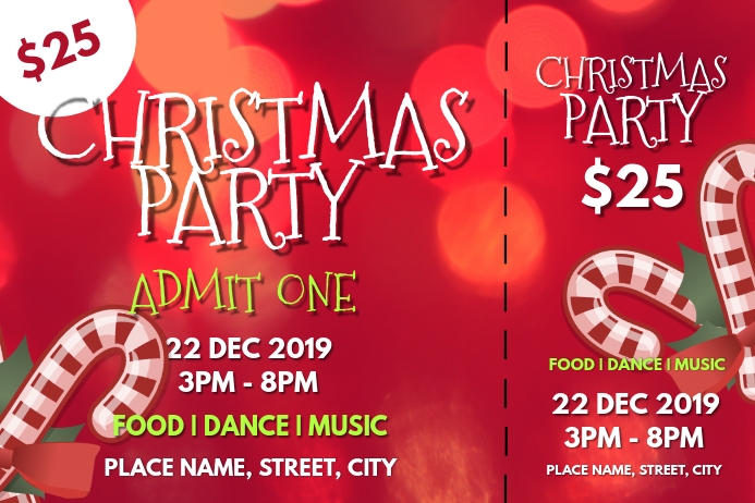 Christmas party tickets Etykieta template