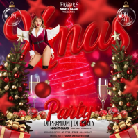 Merah Christmas Party สี่เหลี่ยมจัตุรัส Template