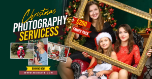 Green Christmas Photography Services Facebook begivenhed cover Template