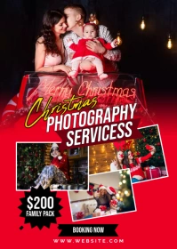 Christmas photography service Flyer A6 template