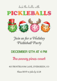 Christmas Pickleball Invitation A6 template