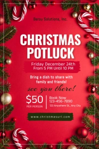 Christmas potluck, dinner, party Pinterest Graphic template