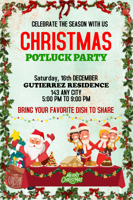 Christmas Potluck Template | PosterMyWall
