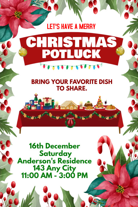 Christmas Potluck Template | PosterMyWall
