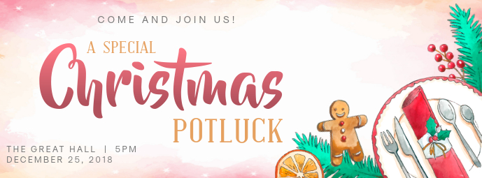 Christmas Potluck Dinner Invitation Facebook Cover template