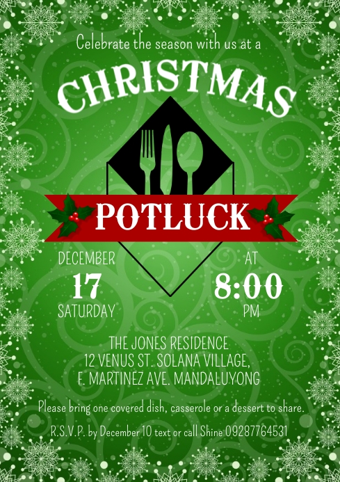 Copia de Christmas Potluck Invitation | PosterMyWall