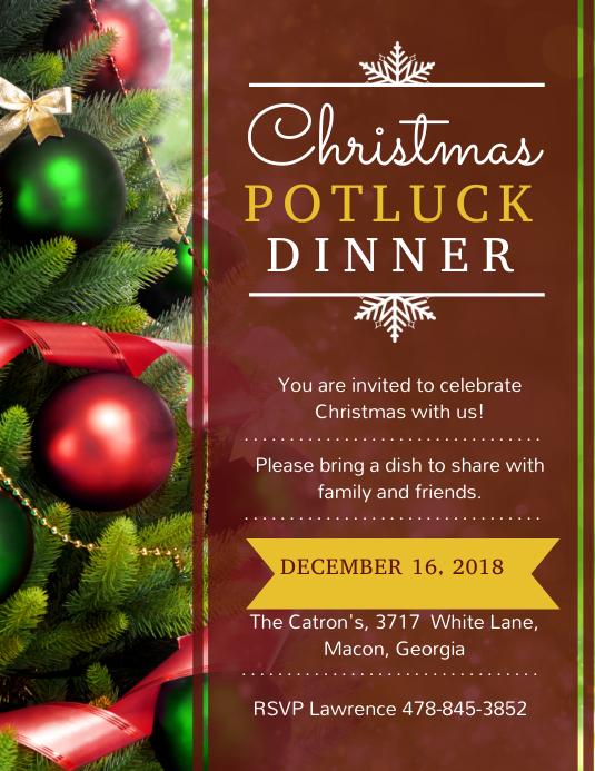 Christmas Potluck Invitation Flyer Design Template | PosterMyWall