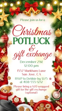 Christmas Potluck Invitation Template Instagram Story