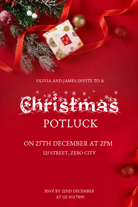 Christmas Potluck Invitation Template Poster