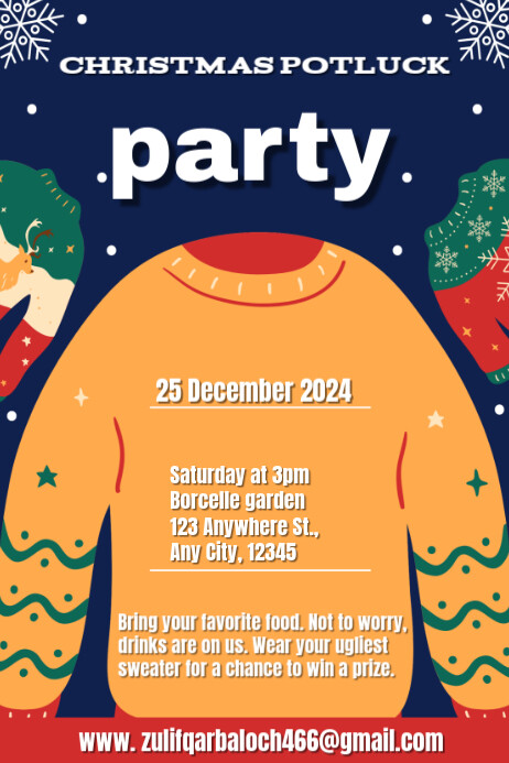 Christmas potluck party Poster template