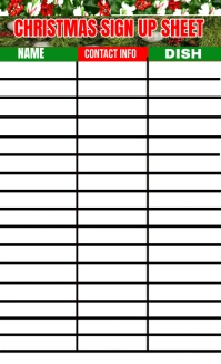 Christmas potluck sign up sheet design US Legal template
