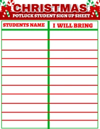 Christmas potluck sign up sheet design Folheto (US Letter) template