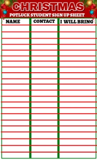 Christmas potluck sign up sheet design US Legal template