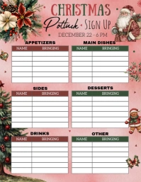 Christmas Potluck Sign Up Sheet EDITABLE Flyer (US Letter) template