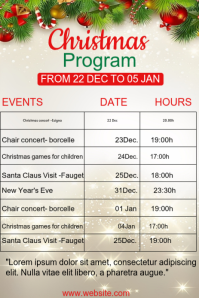 Christmas program editable schedule flyer Gráfico de Pinterest template