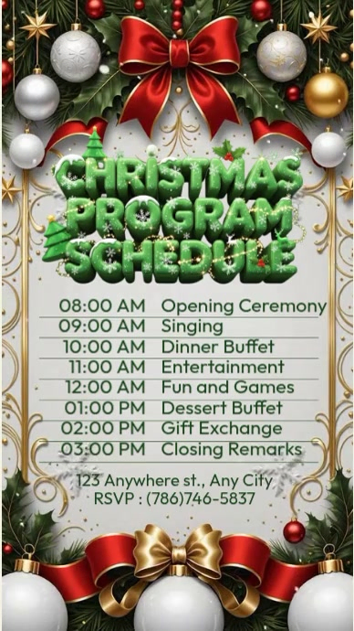 Christmas Program Schedule Ads Template | PosterMyWall