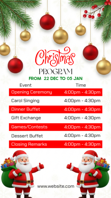 Christmas Program Schedule Template | PosterMyWall
