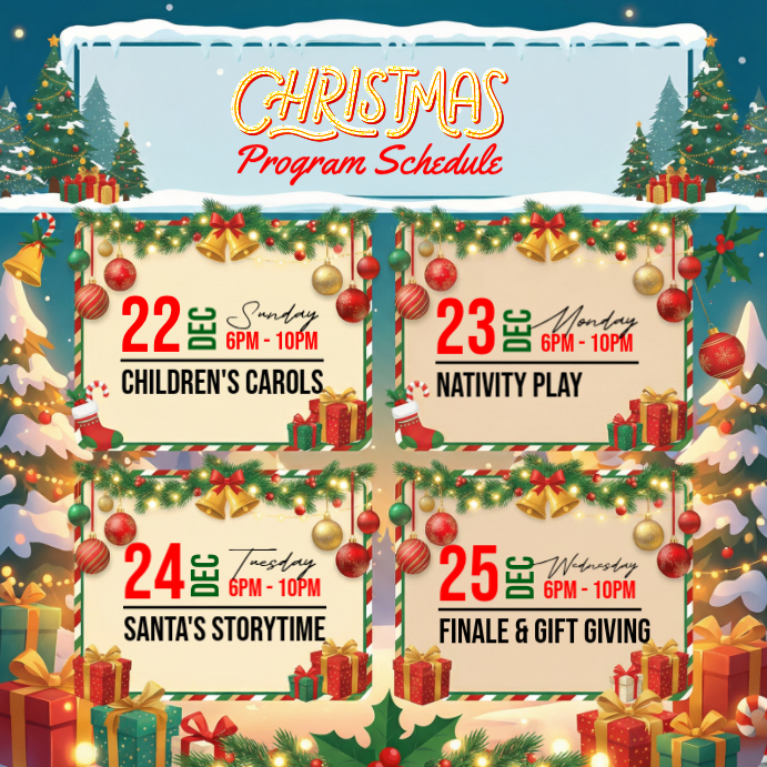 Christmas Program Schedule Template | PosterMyWall