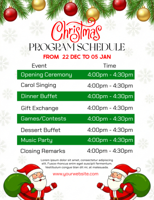 Christmas Program Schedule Template | PosterMyWall