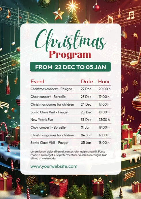 Christmas Program Schedule Flyer A4 template