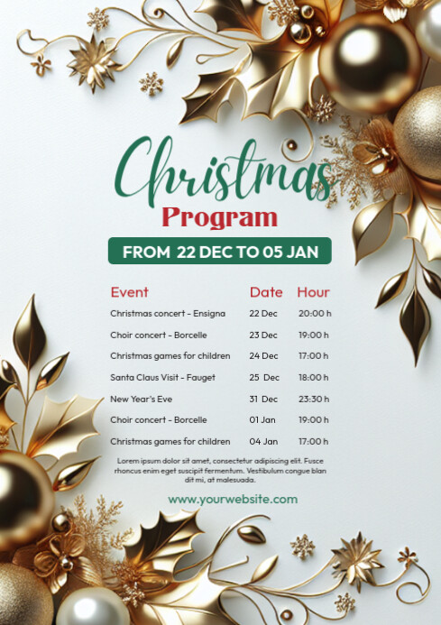 Christmas Program Schedule Flyer Template | PosterMyWall
