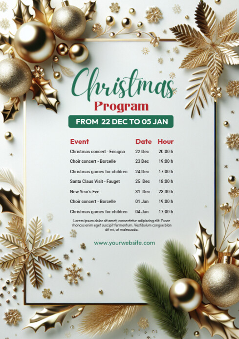Christmas program schedule flyer A4 template