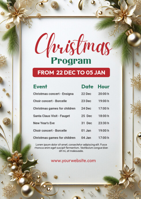 Copy of Christmas program schedule flyer | PosterMyWall
