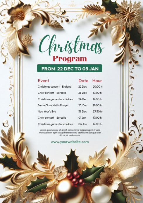 Christmas Program Schedule Flyer A4 template