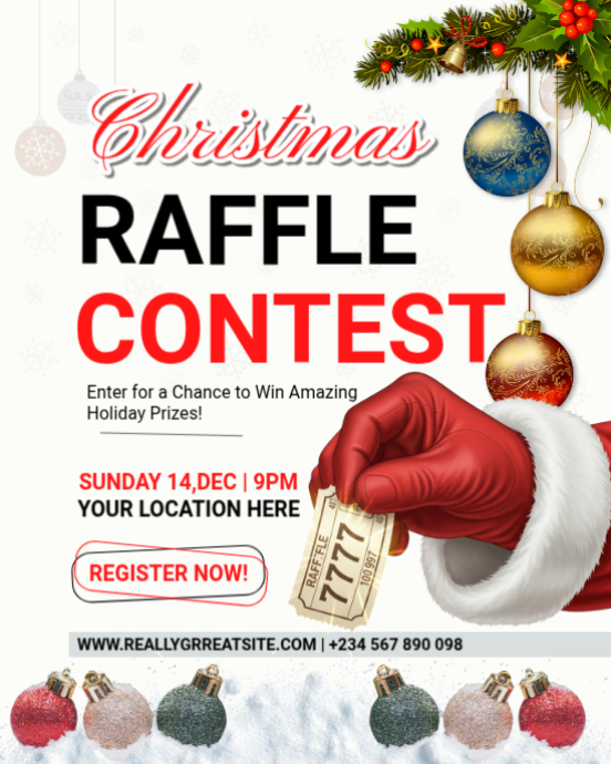 Christmas Raffle Contest — Festive Holiday Giveaway Flyer | Editable ...