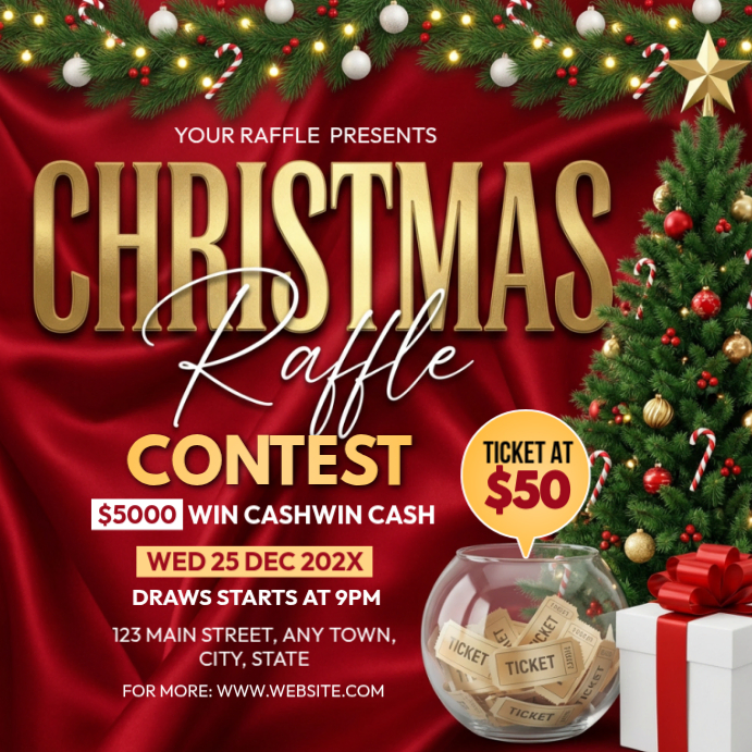 Design Santa Raffle Christmas Raffle Contest Template | PosterMyWall