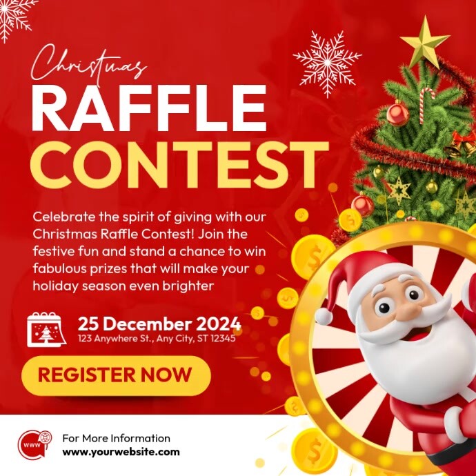 Christmas Raffle Text Vector Christmas Raffle Contest Template | PosterMyWall