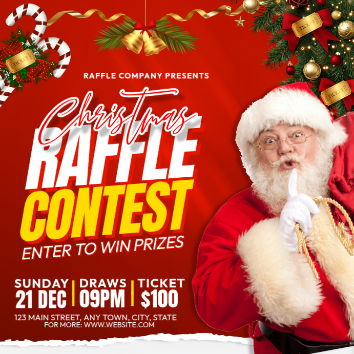 Design Santa Raffle Christmas Raffle Contest Instagram Post Template | PosterMyWall
