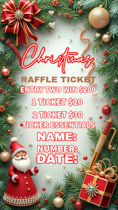 Christmas Raffle Ticket Template | PosterMyWall