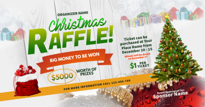 Christmas Raffle Facebook Shared Image Template | PosterMyWall