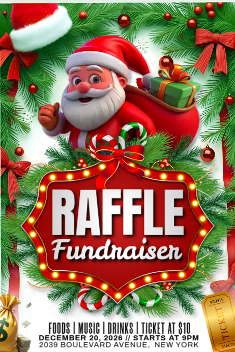 Christmas Raffle Fundraiser Template | PosterMyWall