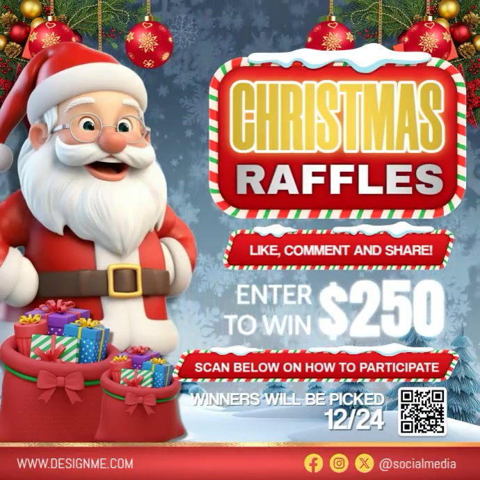 Christmas Raffle Text Vector Plantilla de Christmas Raffle Giveaway | PosterMyWall