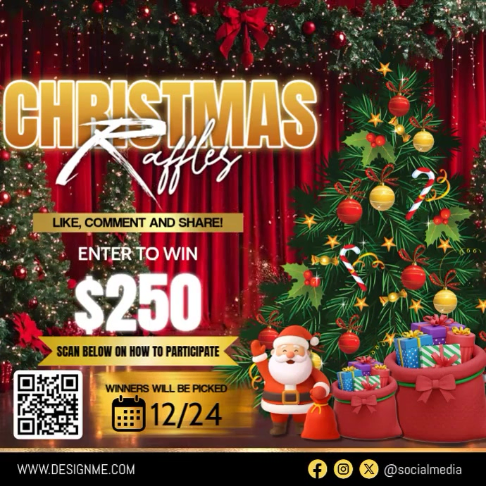 Christmas Raffle Giveaway Template | PosterMyWall