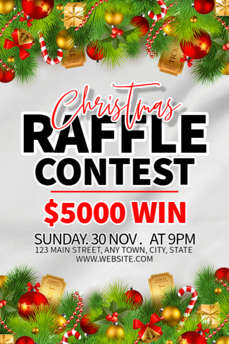 Design Santa Raffle Christmas Raffle Poster Template | PosterMyWall