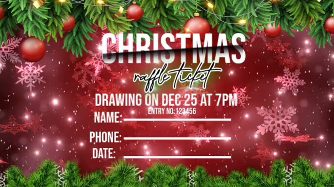 Christmas Raffle Ticket , Christmas Party Digital Display (16:9) template