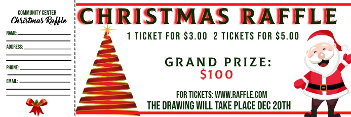 Christmas Raffle Ticket Ibhana 2' × 6' template